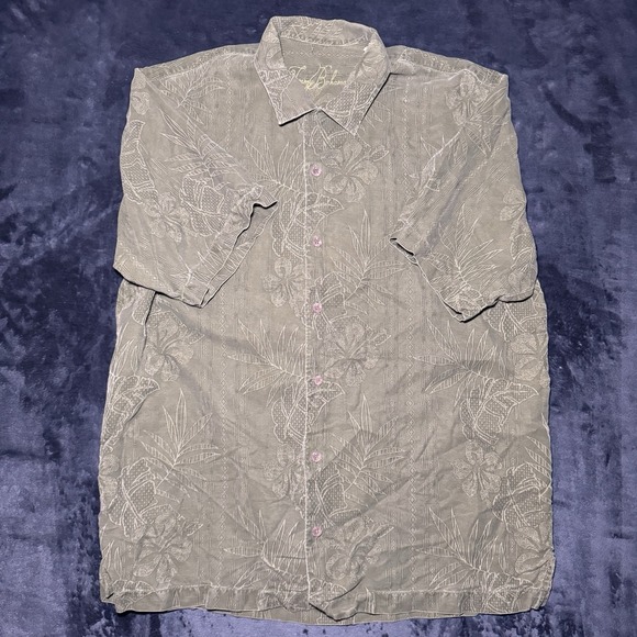 Tommy Bahama Other - Tommy Bahama Shirt Mens L Silk Button Up Green Floral Camp Hawaiian Loop Collar